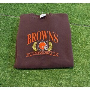 Vintage Cleveland Browns sweatshirt mens XL brown crewneck Logo 7 embroidered RK